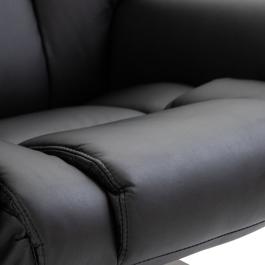 Πολυθρόνα Relax Massage με Υποπόδιο από Δερματίνη Μαύρη 79x82x101cm