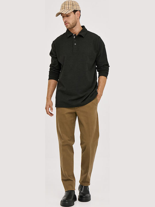 Black Long Sleeve Polo Shirt