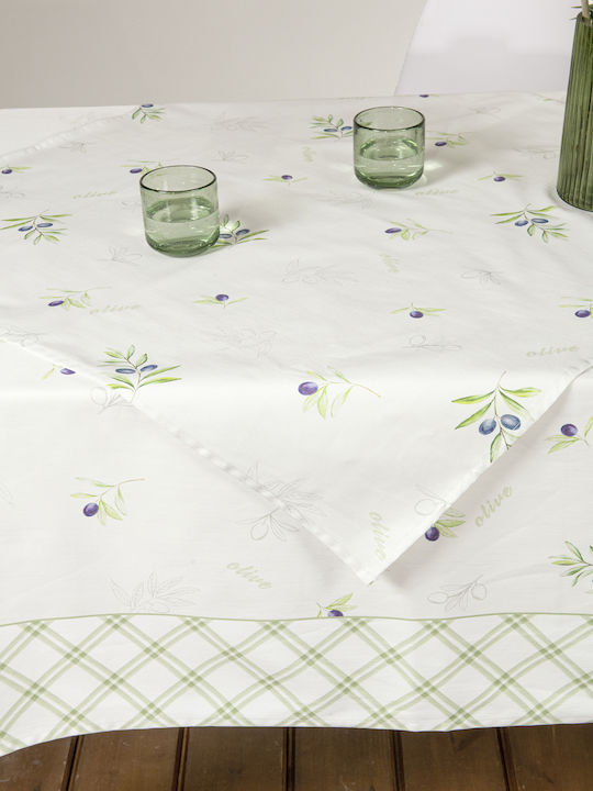 Nima Față de masă Din Bumbac Set Olive Olive 140x140cm
