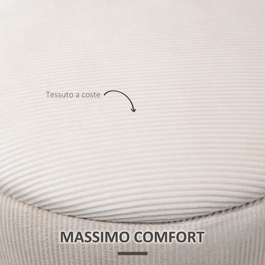 Stool For Living Room With Storage Space Upholstered with Fabric Cream White 2pcs 40x40x41cm
