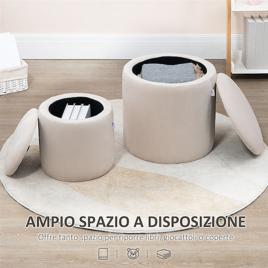 Stool For Living Room With Storage Space Upholstered with Fabric Cream White 2pcs 40x40x41cm