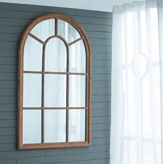 Artekko Arch Wall Mirror Full Length with Brown Wooden Frame 137.9x86.4cm 1pcs