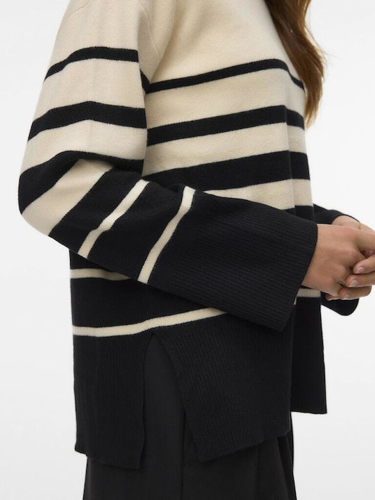 Saba Women's Long Sleeve Sweater Striped Ecru