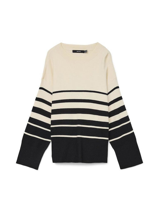 Saba Women's Long Sleeve Sweater Striped Ecru