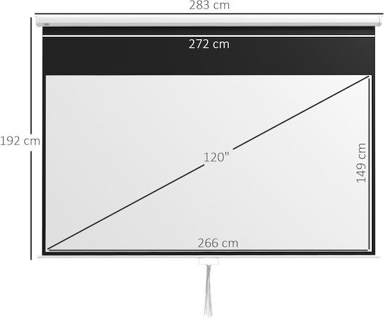 HomCom Οθόνη Προβολής Projector Οροφής με Λόγο Εικόνας 16:9 / 120"