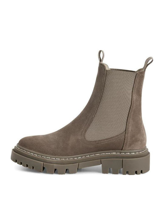 Leder Stiefeletten Damen Gray