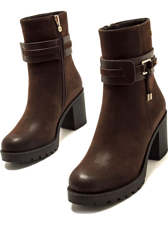 Women's Ankle Boots with High Heel Brown