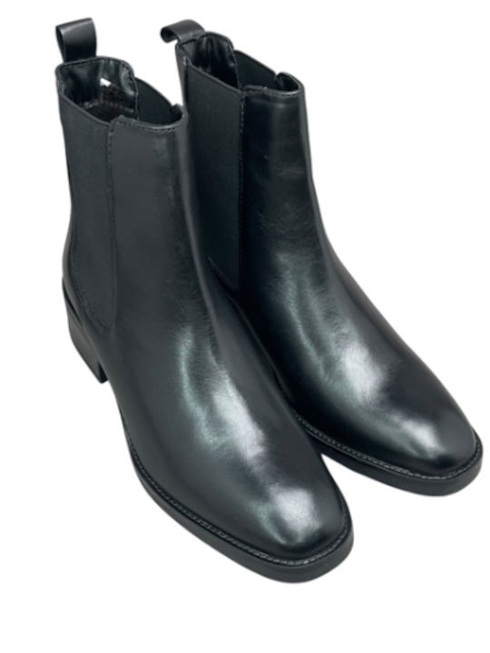 Leder Stiefeletten Damen Schwarz