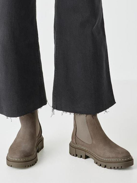 Leder Stiefeletten Damen Gray