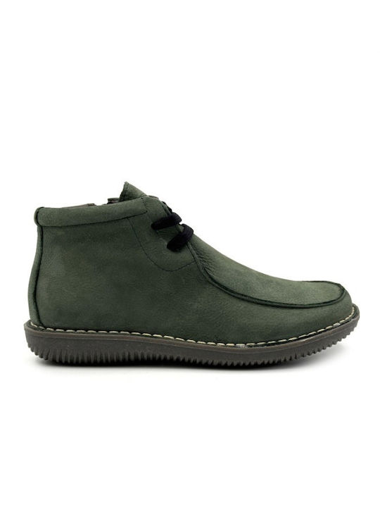 Leather Women's Ankle Boots Khaki