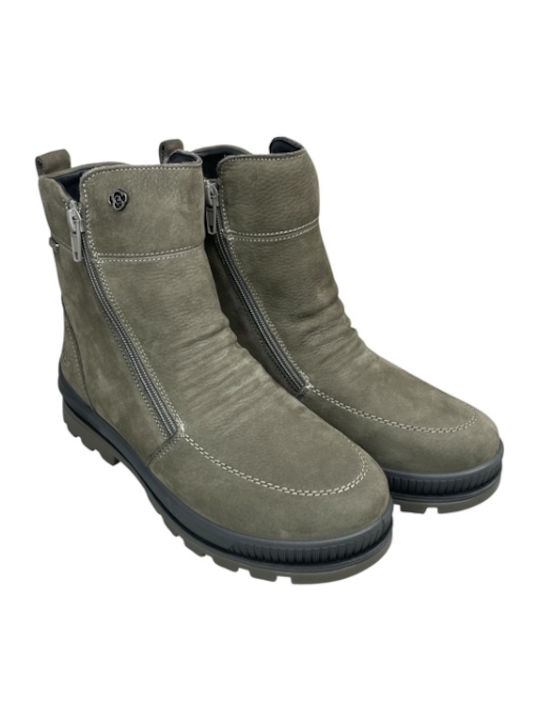 Leder Stiefeletten Damen Gray