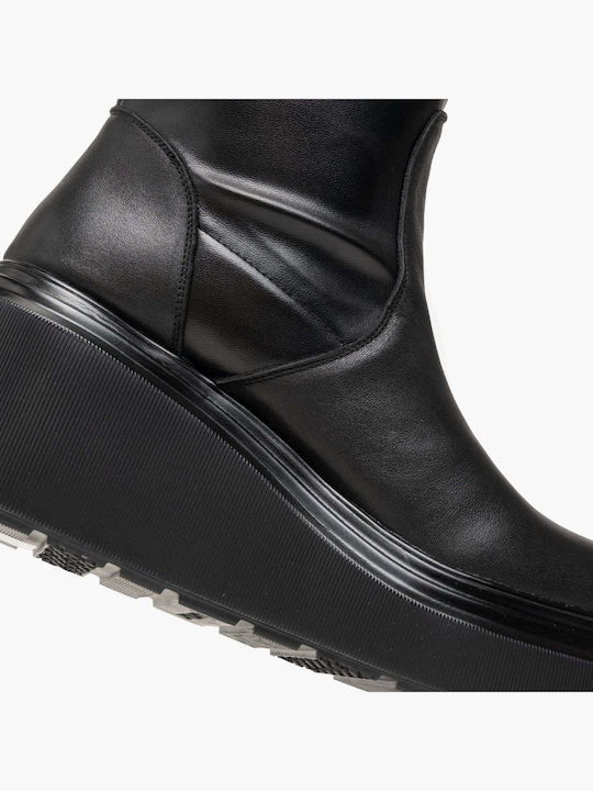 Leder Stiefeletten Damen Schwarz