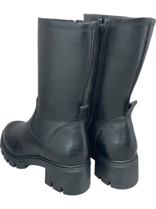 Leder Stiefeletten Damen Schwarz