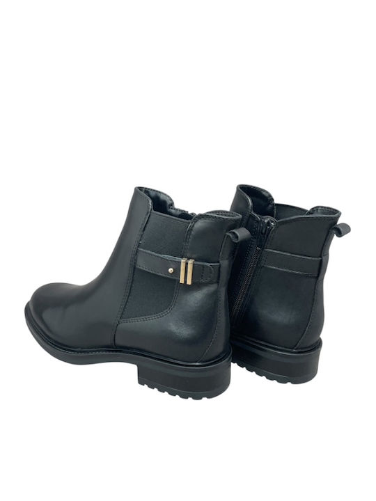 Leder Stiefeletten Damen Schwarz