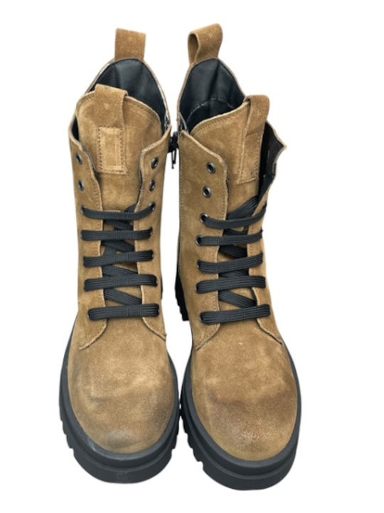 Leder Stiefeletten Damen Tabac Braun