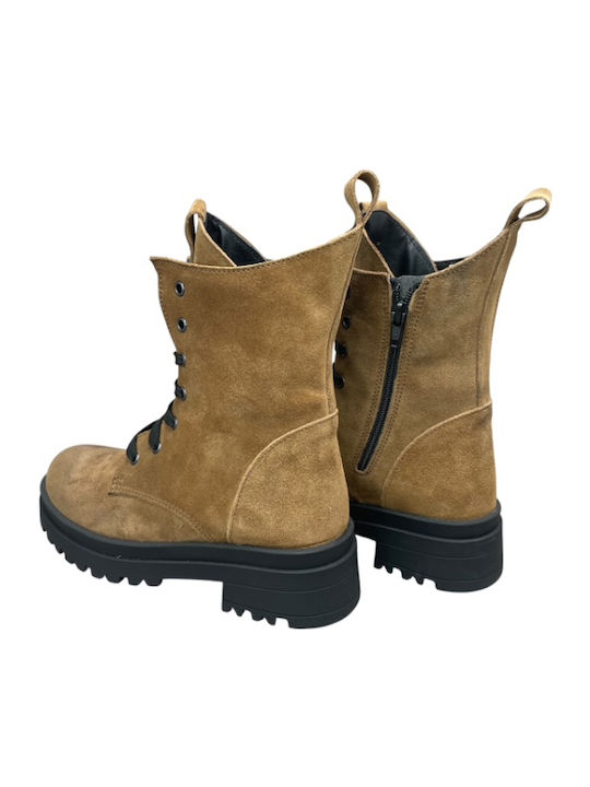 Leder Stiefeletten Damen Tabac Braun