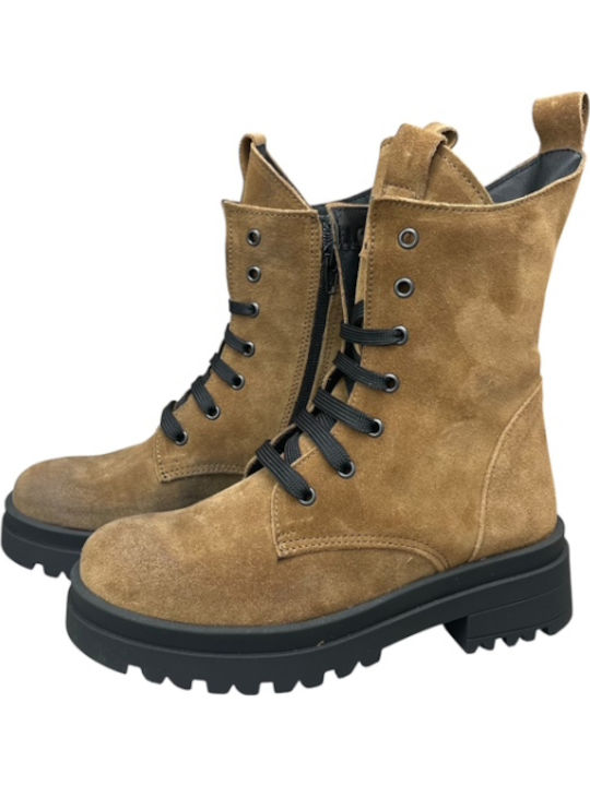 Leder Stiefeletten Damen Tabac Braun