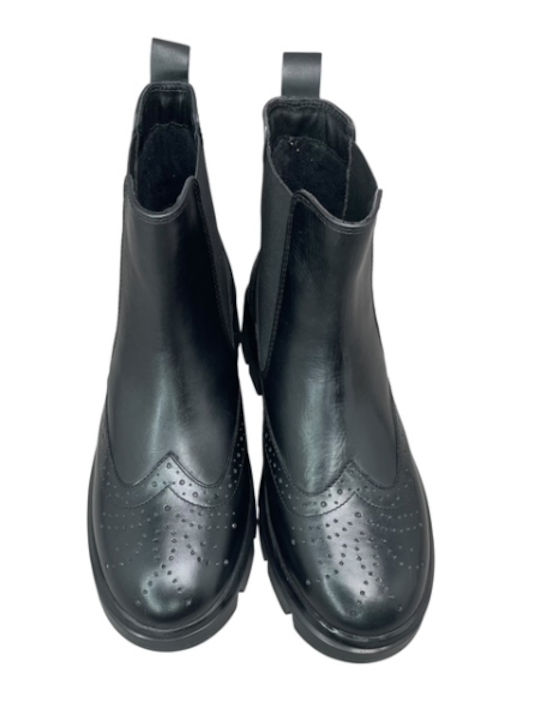 Leder Stiefeletten Damen Schwarz