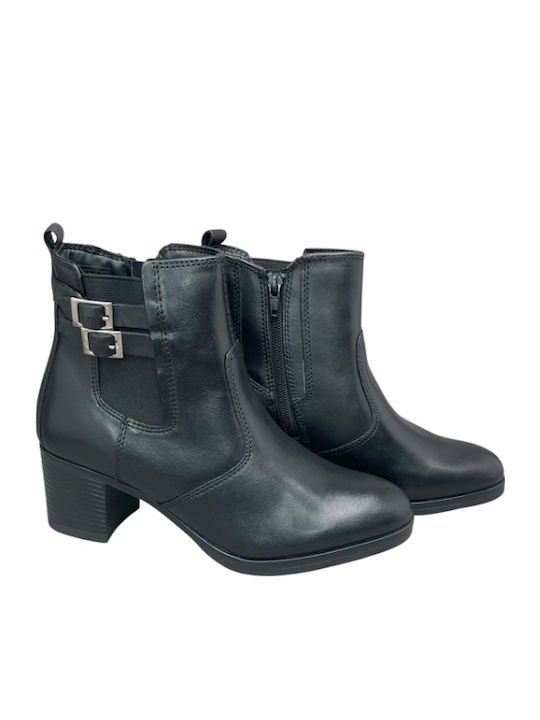 Leder Stiefeletten Damen Schwarz