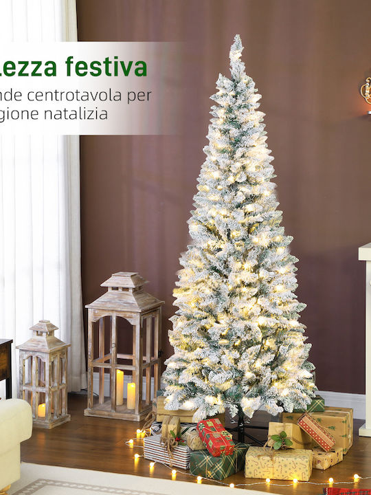 Christmas Tree Slim Snowy 180cm with 479 Branches and with LED Lighting