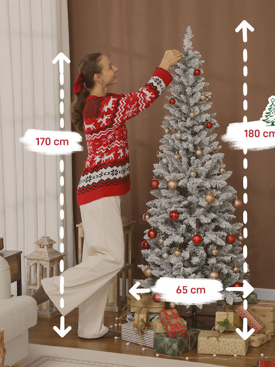 Christmas Tree Slim Snowy 180cm with 479 Branches and with LED Lighting