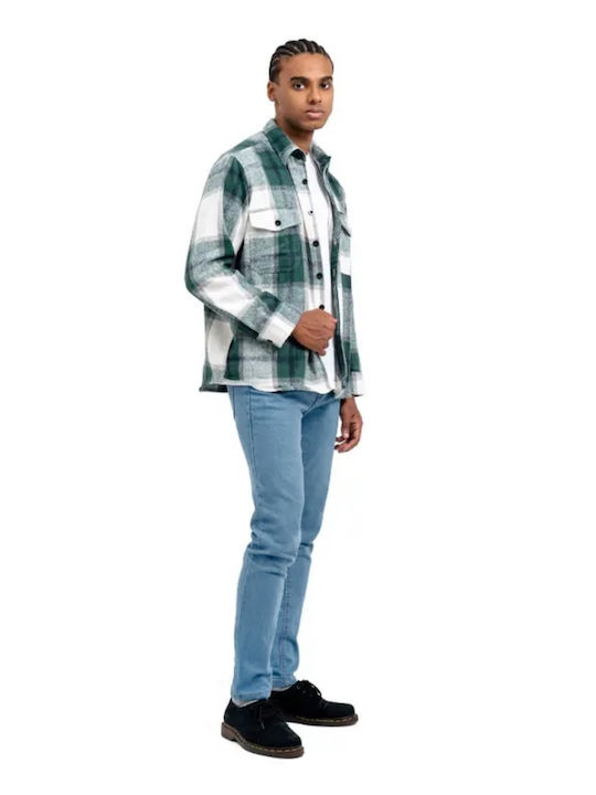 Long-sleeved Flannel Shirt Checked Green