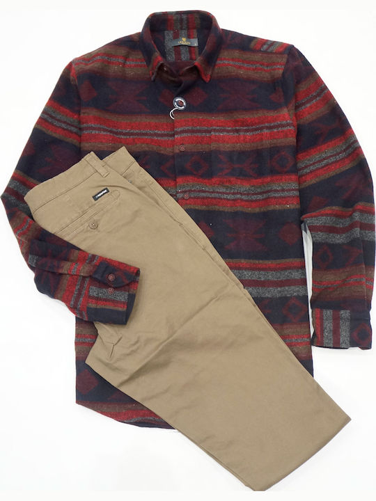 Herrenhemden Langärmeliges Overshirt Bordeaux