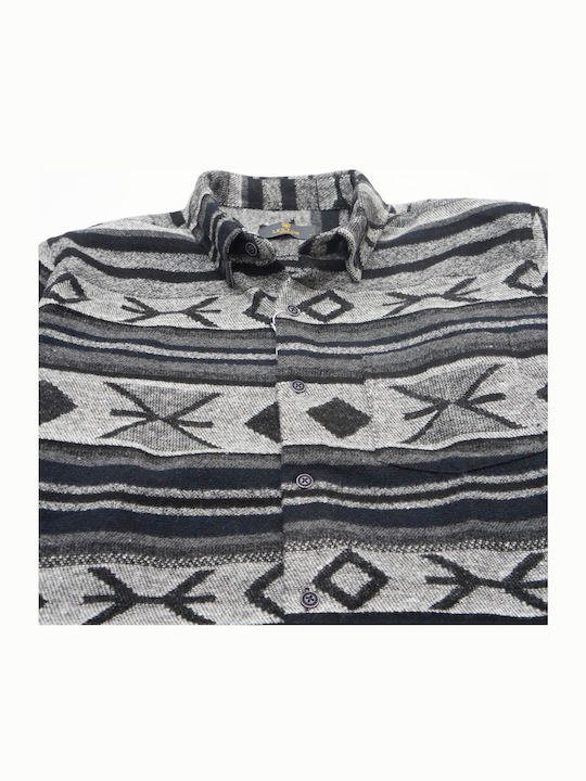 Herrenhemden Langärmeliges Overshirt Anthrazit/Schwarz