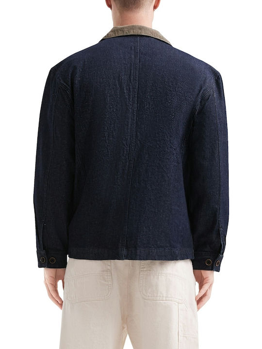 Μακρυμάνικo Τζιν Overshirt σε Φαρδιά Γραμμή Μπλε