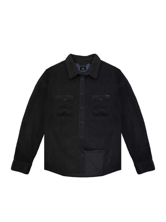 Μακρυμάνικο Κοτλέ Overshirt σε Κανονική Γραμμή Black