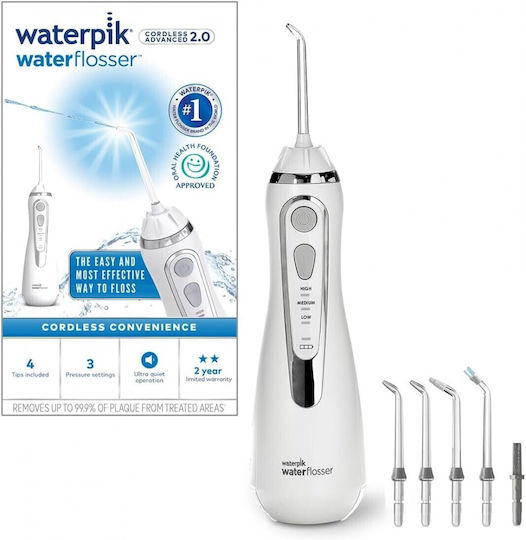 Waterpik Advanced 2.0 Rechargeable & Waterproof Water Flosser with Travel Case White WP-580