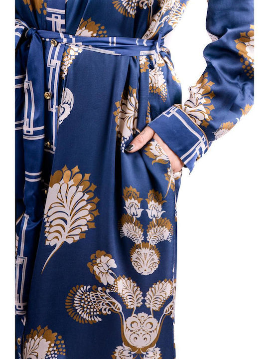 Rochie-Cămașă Midi Albastră