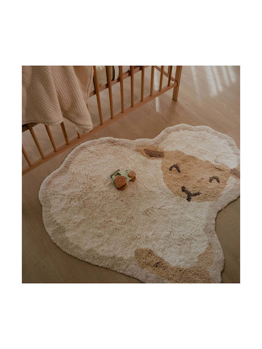 Little Dutch Little Farm Kids Rug Beige Round with Diameter 118cm