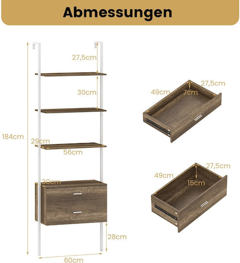 Costway Graue Bibliothek 60x30x184cm JV12215GR Costway Graue Bibliothek 60x30x184cm JV12215GR