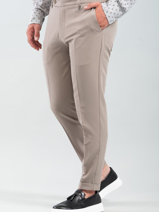 Ανδρικό Παντελόνι Ελαστικό Slim Fit Μπεζ