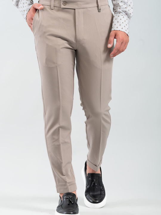 Ανδρικό Παντελόνι Ελαστικό Slim Fit Μπεζ