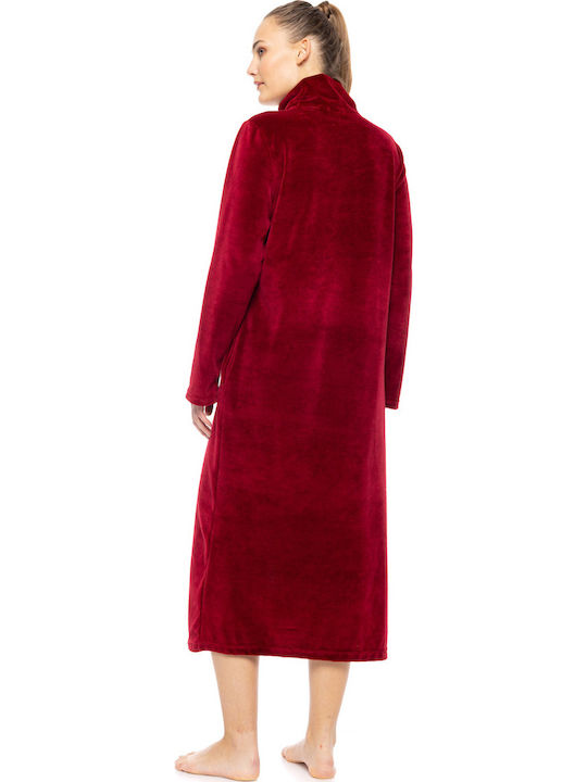 Pink Label Women's Cotton Robe Burgundy