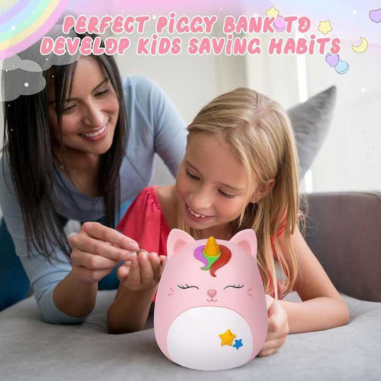 Sparbüchse Katze Einhorn 16cm Kunststoff Rosa