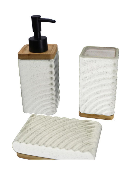 Roza Bathroom Accessory Set Ceramic White 3 Pieces