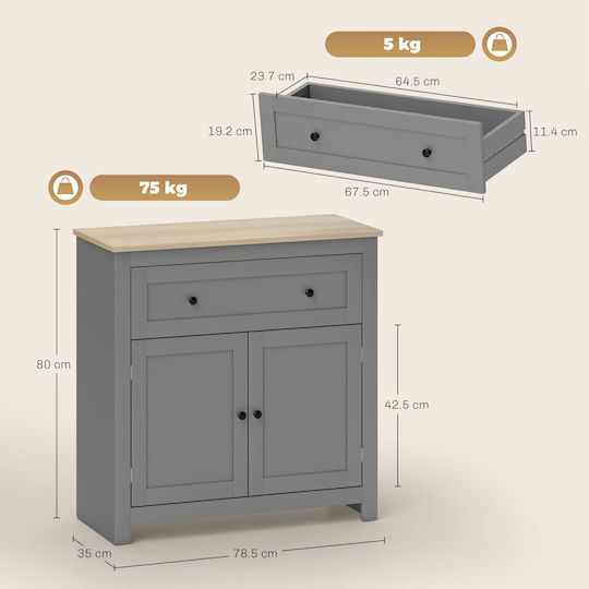 Sideboard made of Wood & Metal with Drawers Colorful 78.5x35x80cm