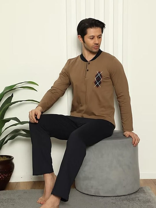 Ars Men's Winter Pajamas Set Brown
