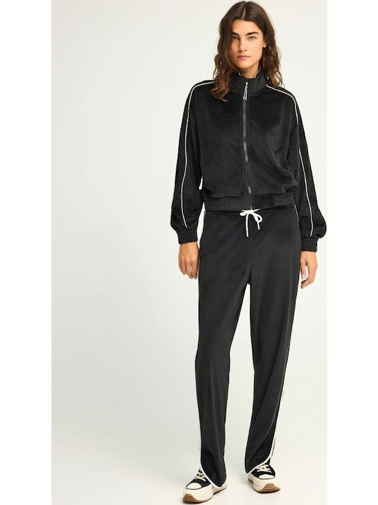 Women's Sweatshirt Jacket Velvet Black