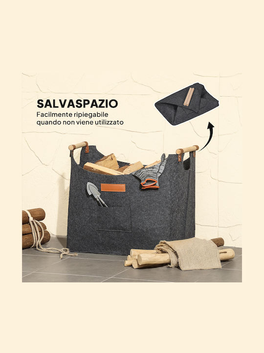 Outsunny Wooden Wood Carrying Bag 45x32x40cm Gray