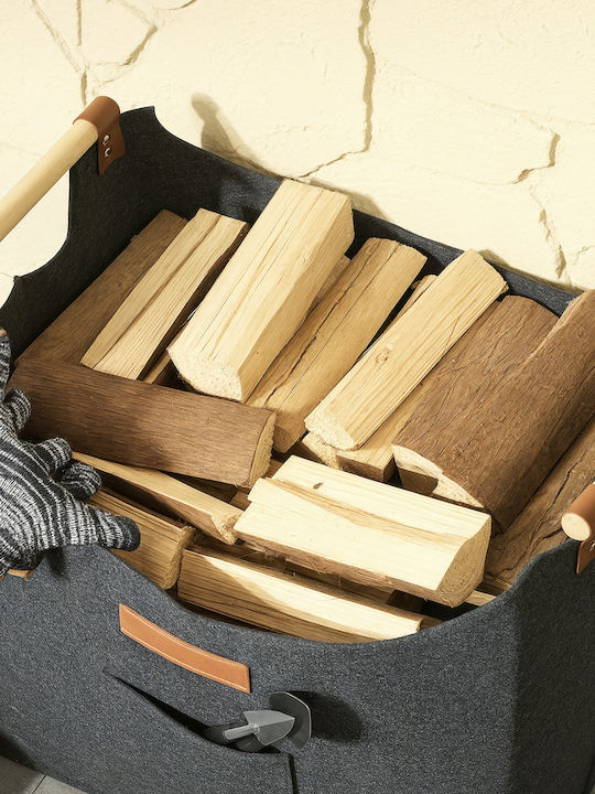 Outsunny Wooden Wood Carrying Bag 45x32x40cm Gray