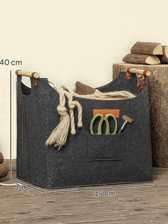Outsunny Wooden Wood Carrying Bag 45x32x40cm Gray