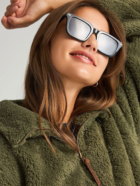 Fleece Damen Jacke in Khaki Farbe