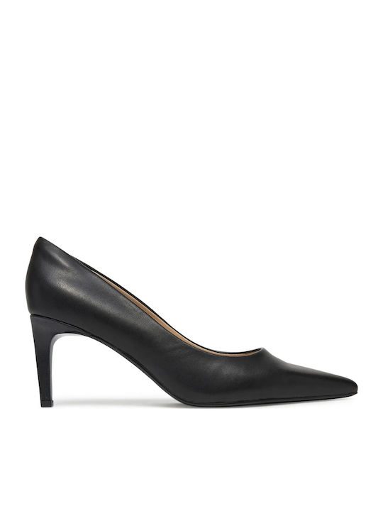 Leather Pointed Toe Black High Heels
