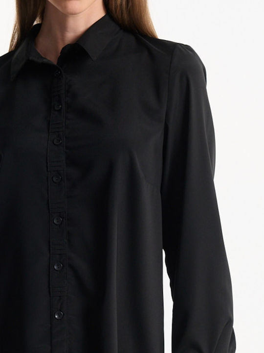 Langärmelig Damen Hemd Black Monochrom