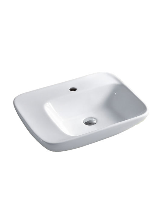 Inter Ceramic Countertop Sink Ceramic with Faucet 59x45cm White