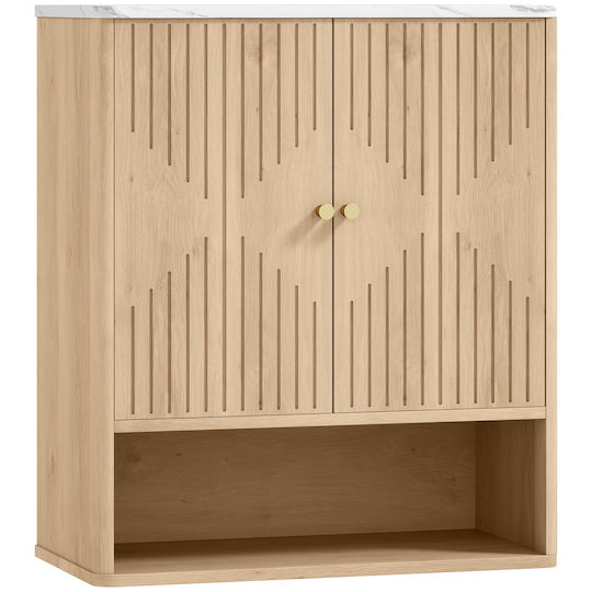 HomCom Bathroom Cabinet L60xW18xH70cm Oak